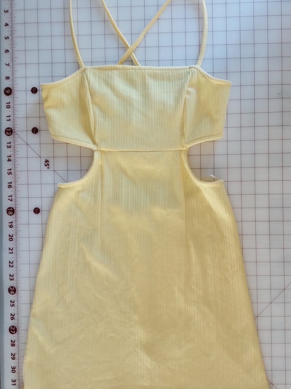 La Hearts Pale Yellow Cutout Ribbed Mini Dress